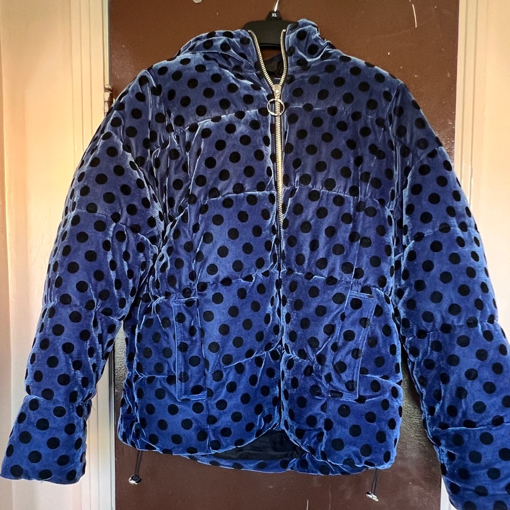 ASOS blue polka dot coat